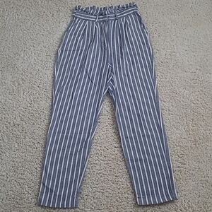 Urban Outfitters Paper Bag Linen Cotton Blend Preppy Summer Pinstripe Pants 2